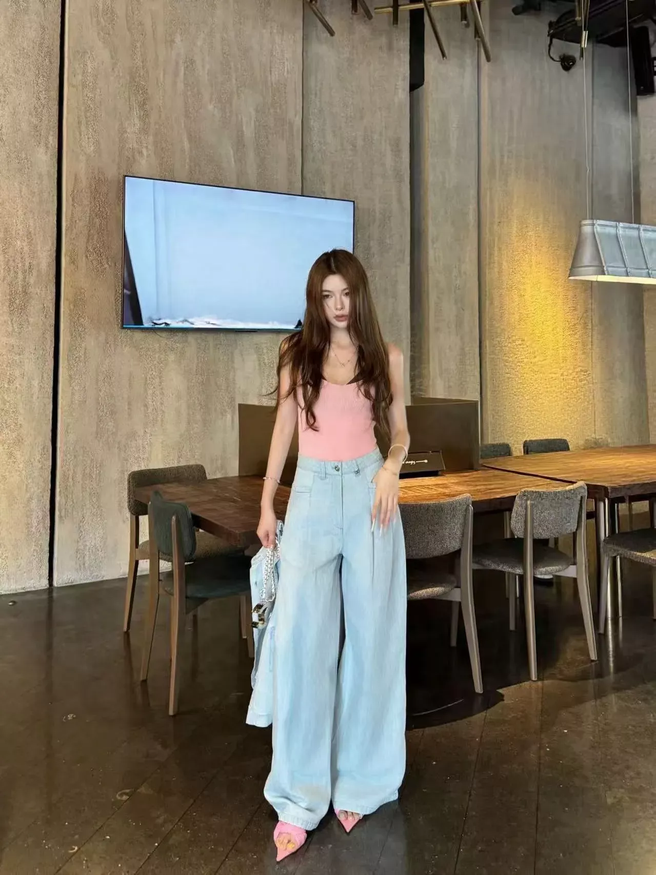 샤넬 데님 셔츠 팬츠 여성용 상하의 세트 상세 이미지 26