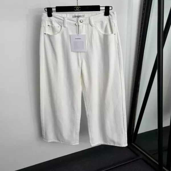 샤넬 더블 C 자수 하이웨이스트 여성용 데님 팬츠