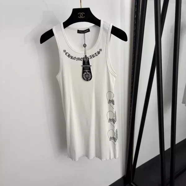 크롬하츠 하트 프린트 골지 여성용 탱크탑