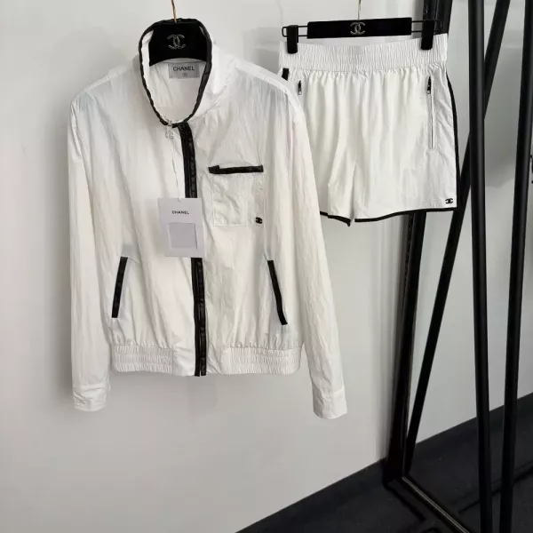 샤넬 배색 파이핑 집업 여성용 상하의 세트