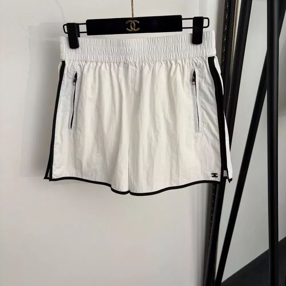 샤넬 로고 배색 바인딩 여성용 하프 팬츠
