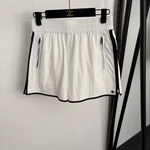 샤넬 로고 배색 바인딩 여성용 하프 팬츠