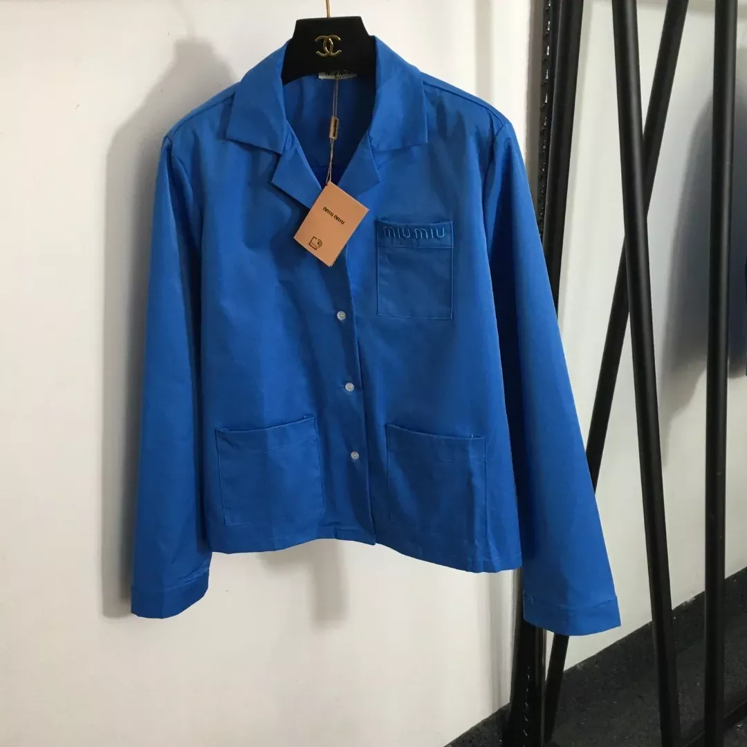 미우미우 자수 레터링 셔츠 재킷 여성용 긴소매 셔츠 상세 이미지 10