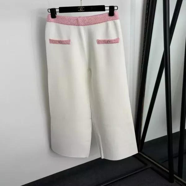 샤넬 배색 하이웨이스트 니트 여성용 트레이닝 팬츠