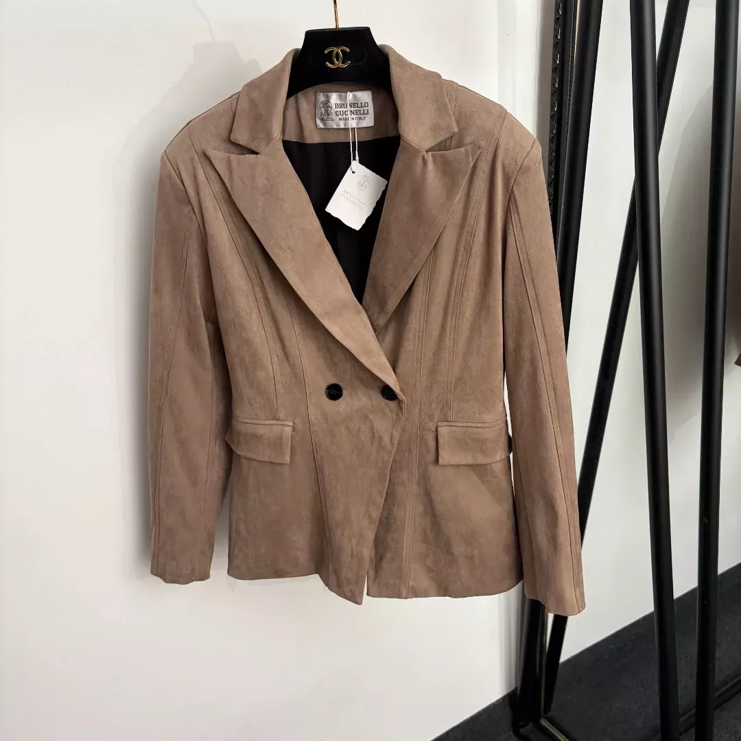 브루넬로쿠치넬리 스웨이드 롱슬리브 슬림핏 여성용 정장 재킷 상세 이미지 12