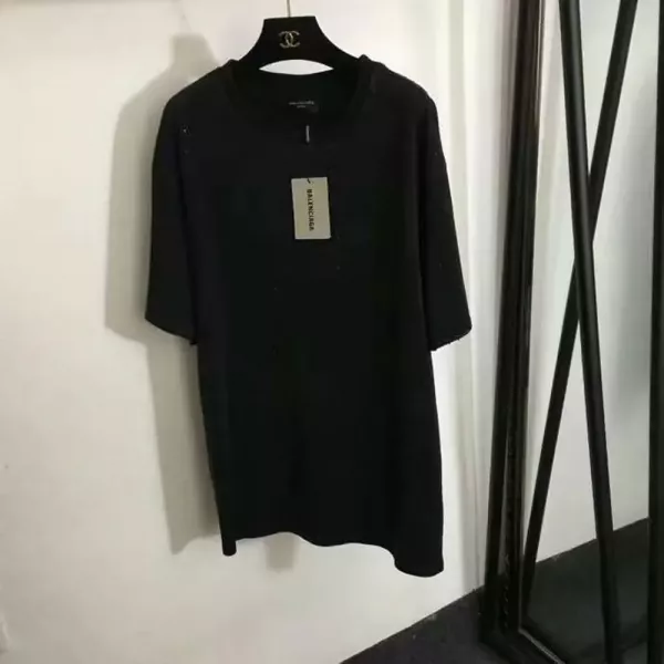 발렌시아가 별 스톤 장식 순면 여성용 반소매 티셔츠