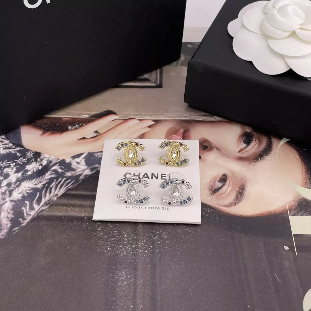 샤넬 이집트풍 더블 C 컬러 스톤 귀걸이 상세 이미지 2
