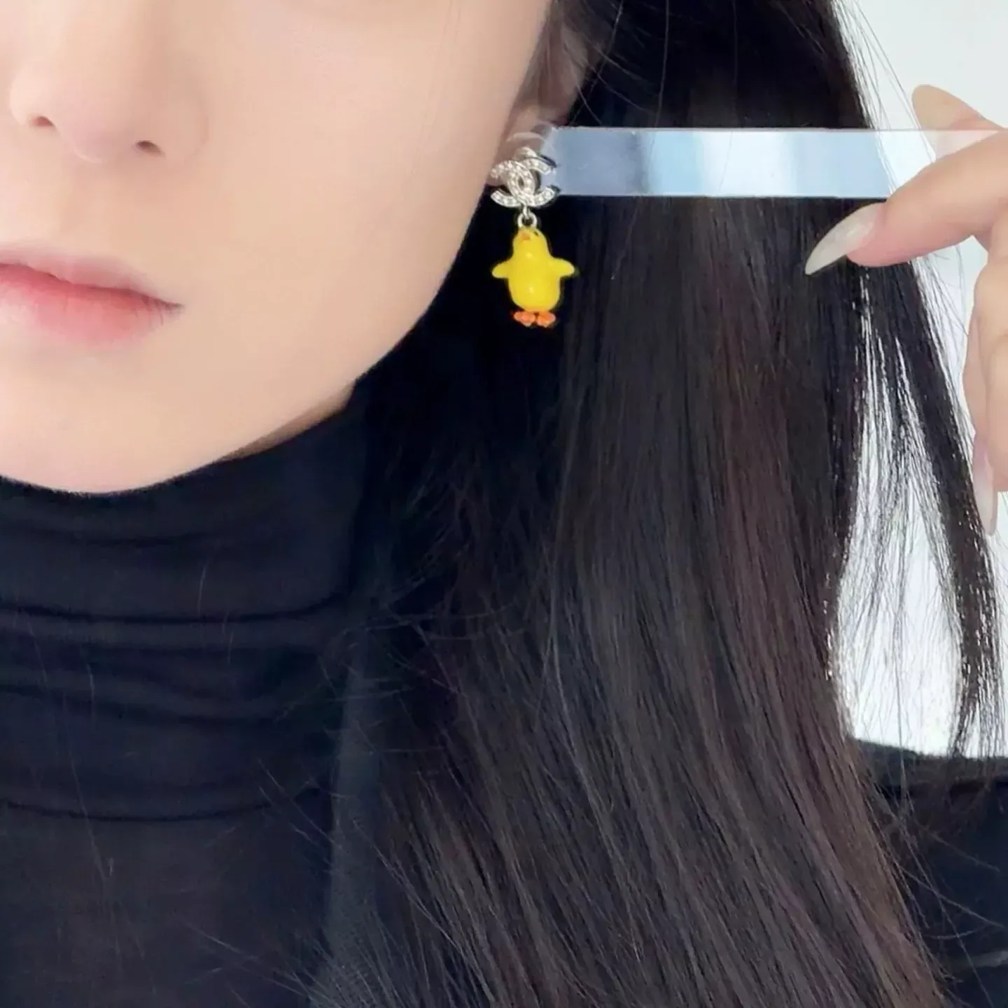 샤넬 풀 큐빅 더블씨 옐로 치킨 귀걸이 상세 이미지 26