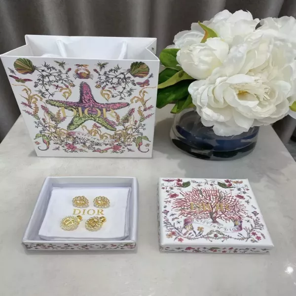 디올 원형 미니 비즈 CD 귀걸이