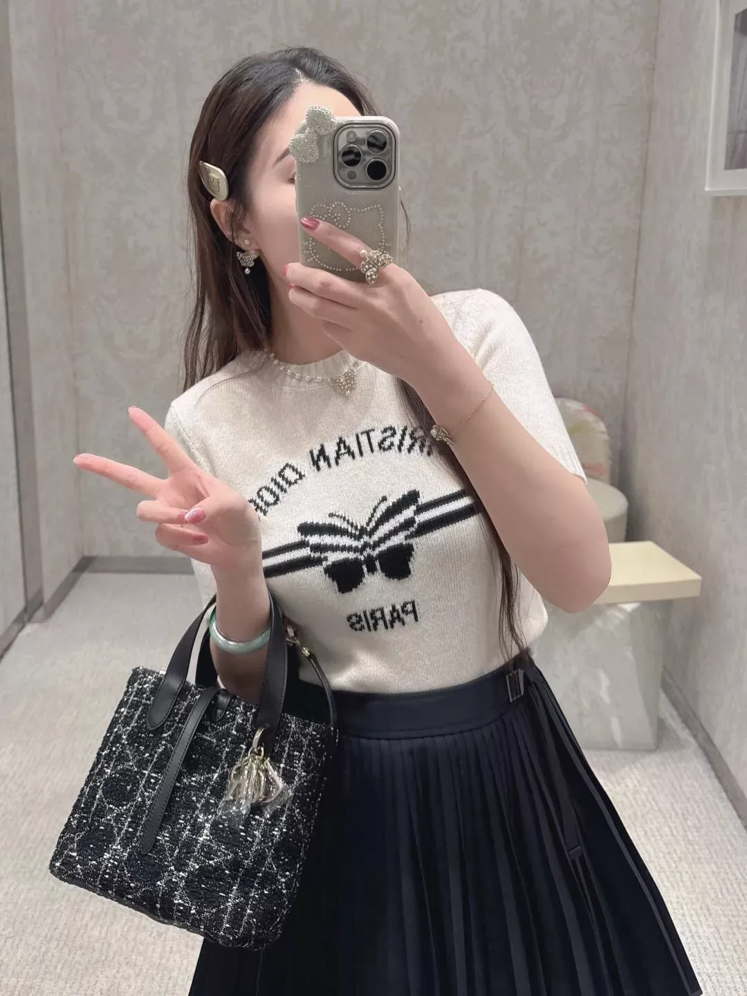 디올 진주 나비 펜던트 목걸이 상세 이미지 27