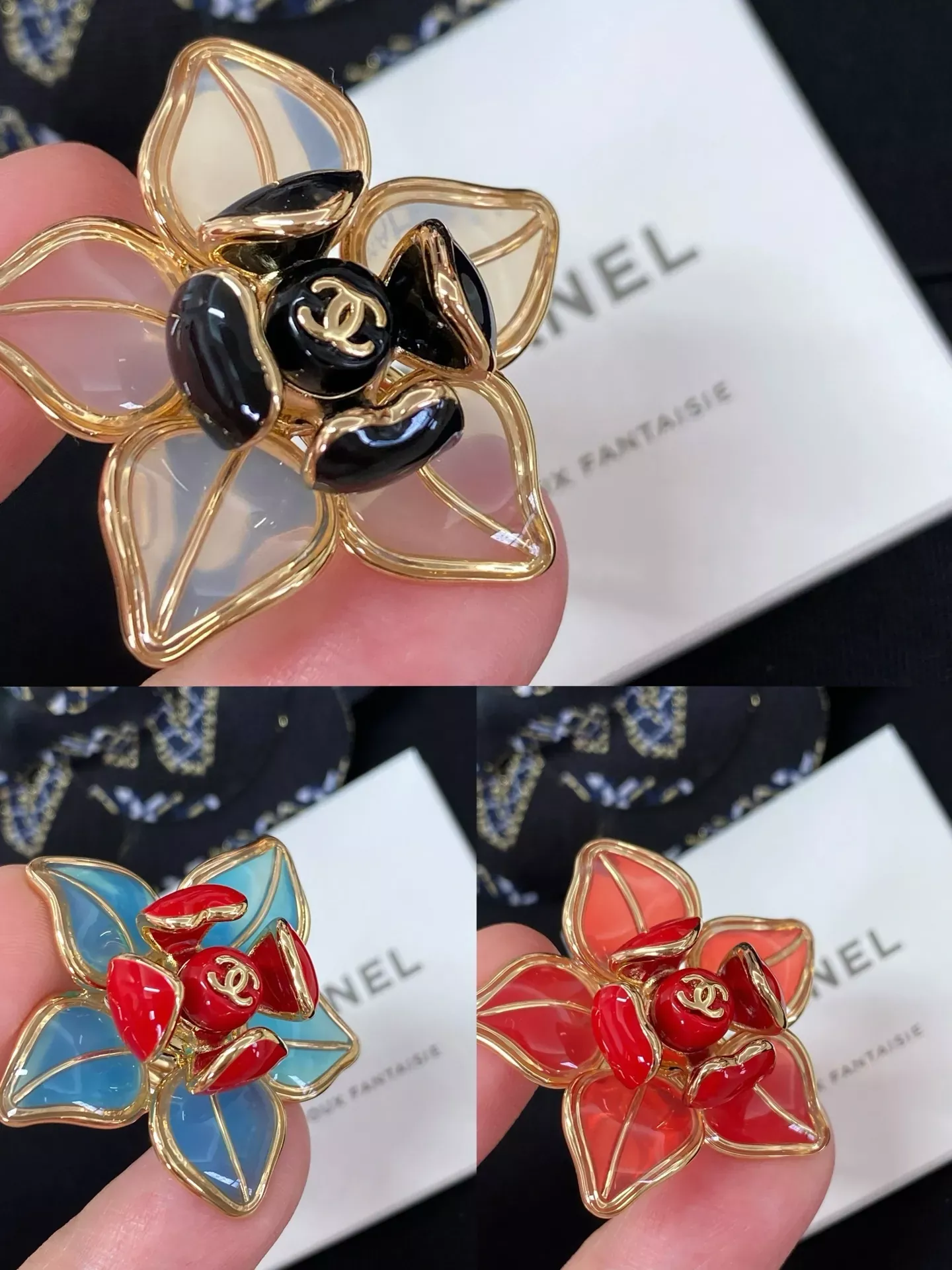샤넬 플라워 더블 C 에나멜 반지 상세 이미지 6