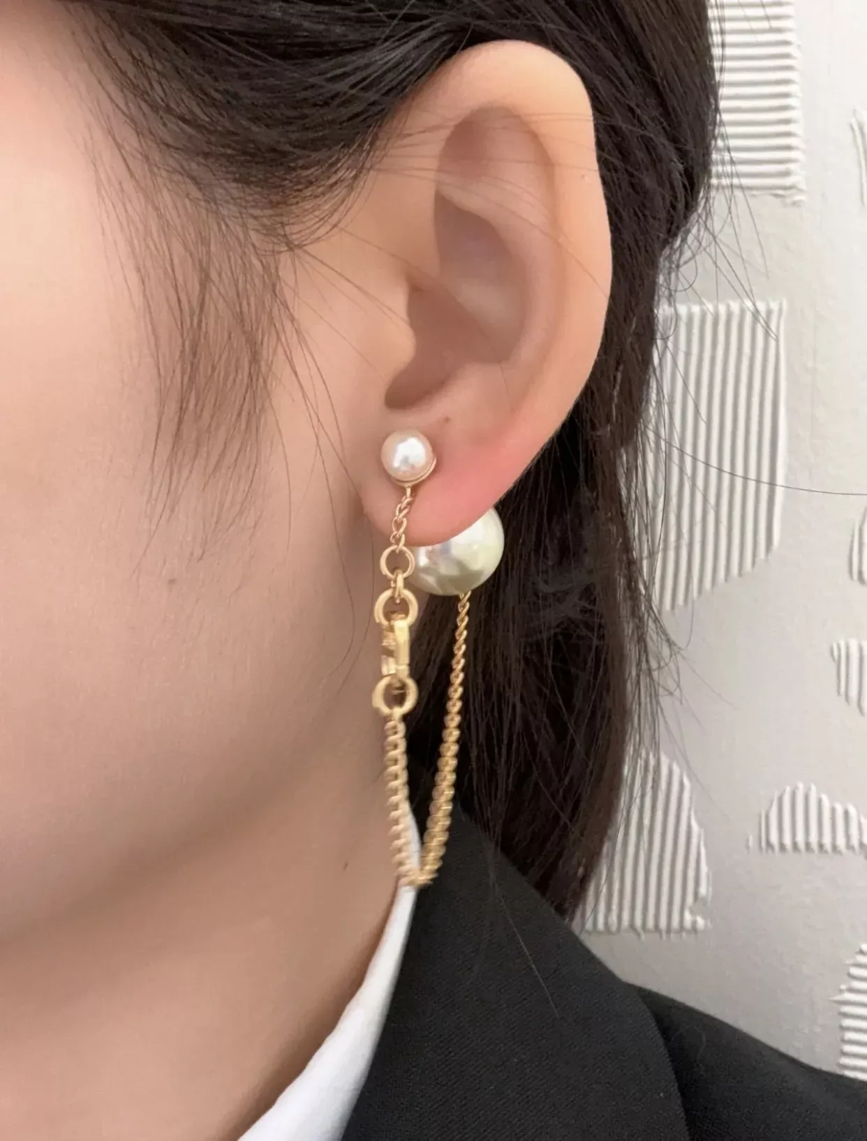 디올 진주 시디 체인 드롭 귀걸이 상세 이미지 14