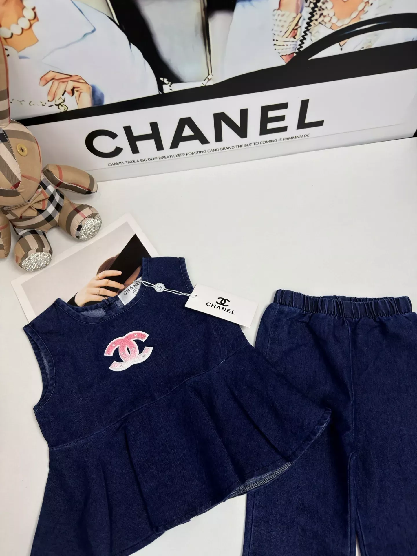 샤넬 데님 조끼 팬츠 아동용 상하의 세트 상세 이미지 7