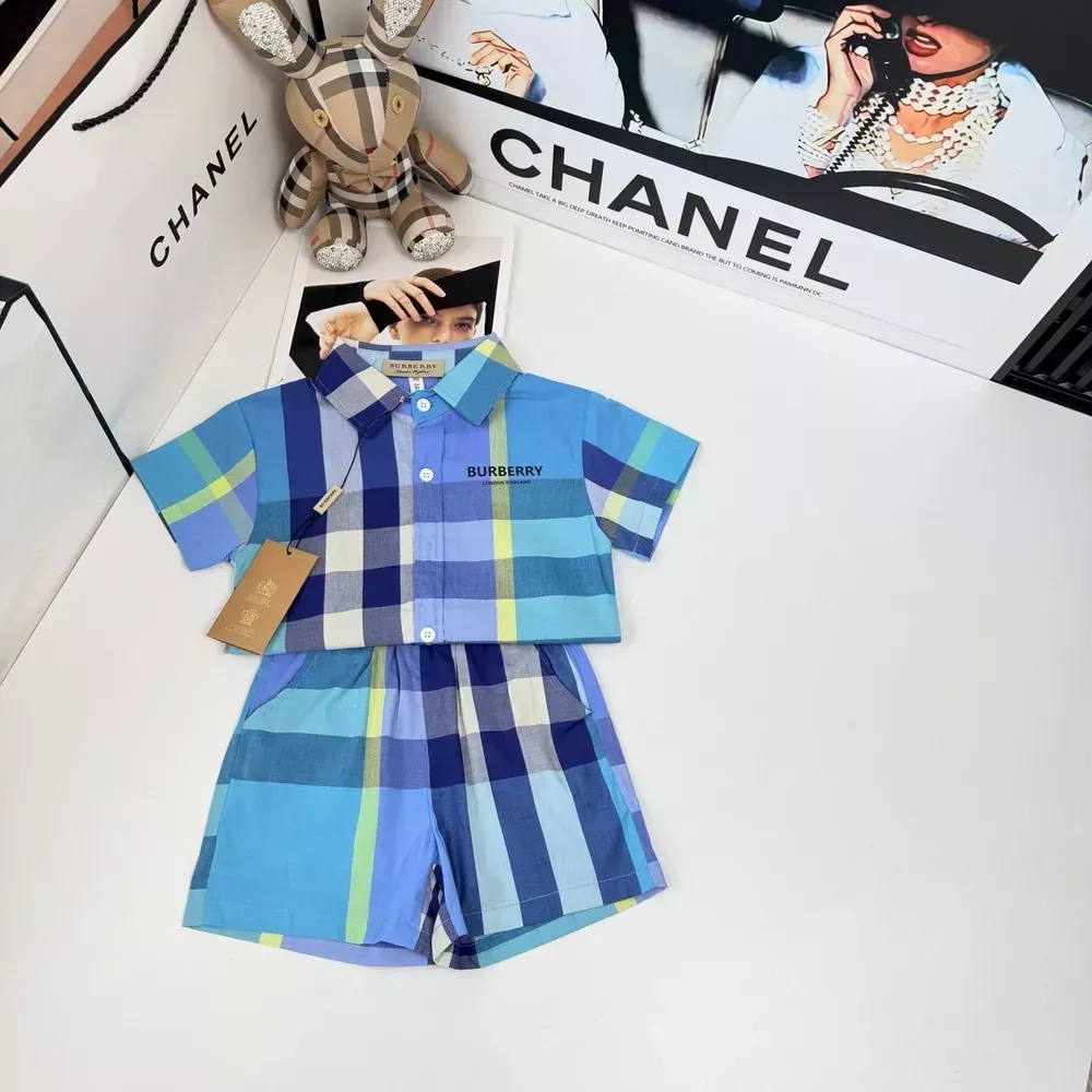 버버리 체크 순면 아동용 상하의 세트