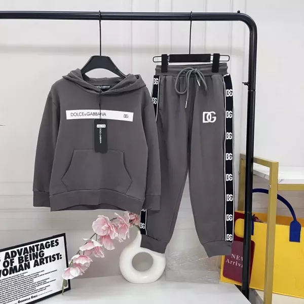 돌체앤가바나 로고 테이프 후드 아동용 상하의 세트