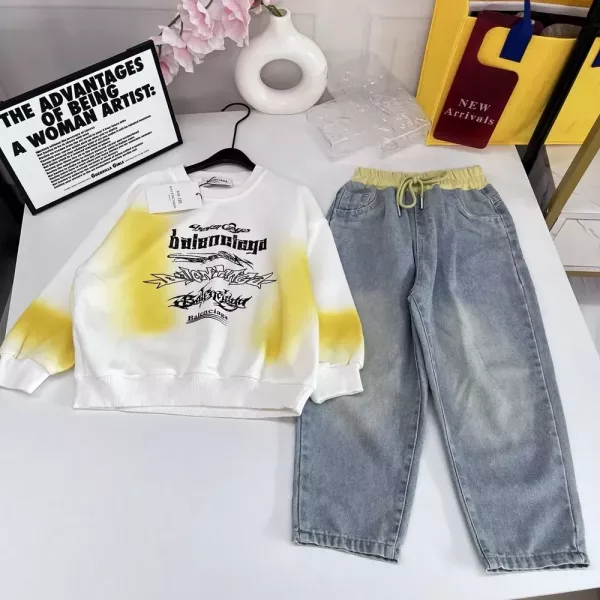 발렌시아가 타이다이 맨투맨 데님 아동용 상하의 세트