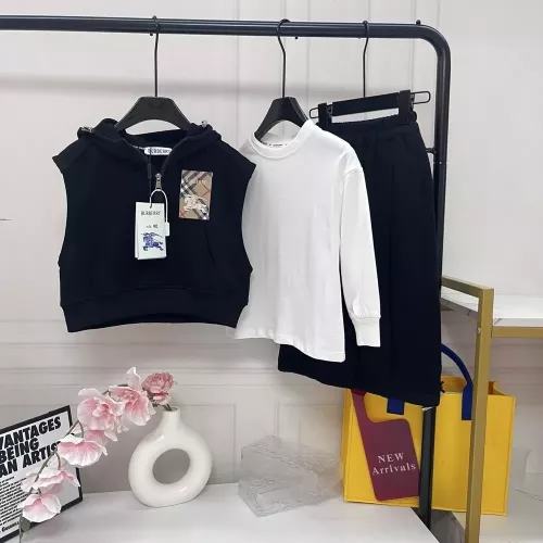 버버리 체크 라벨 후드 아동용 쓰리피스