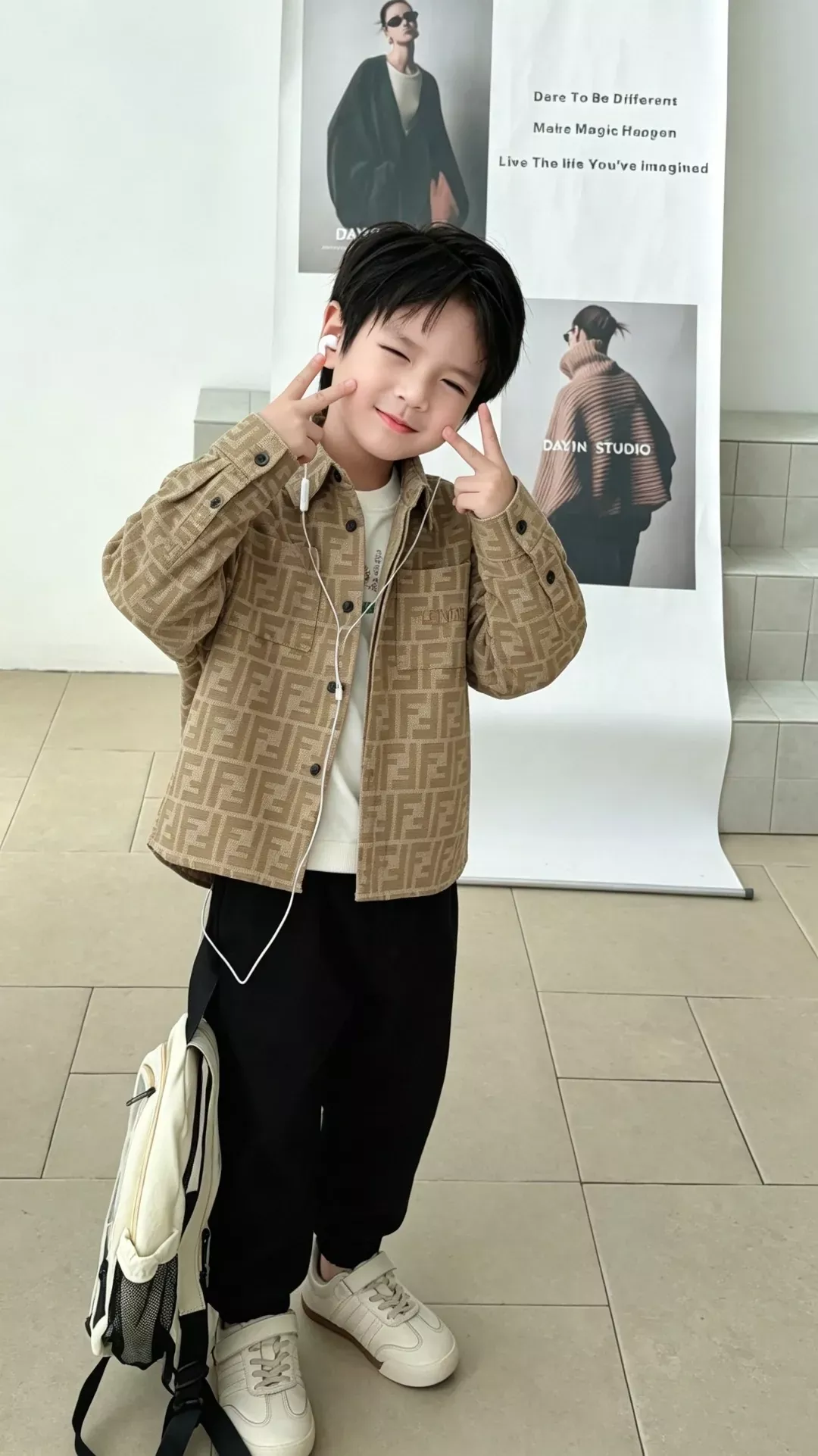 펜디 더블 F 자카드 아동용 긴소매 셔츠 상세 이미지 12