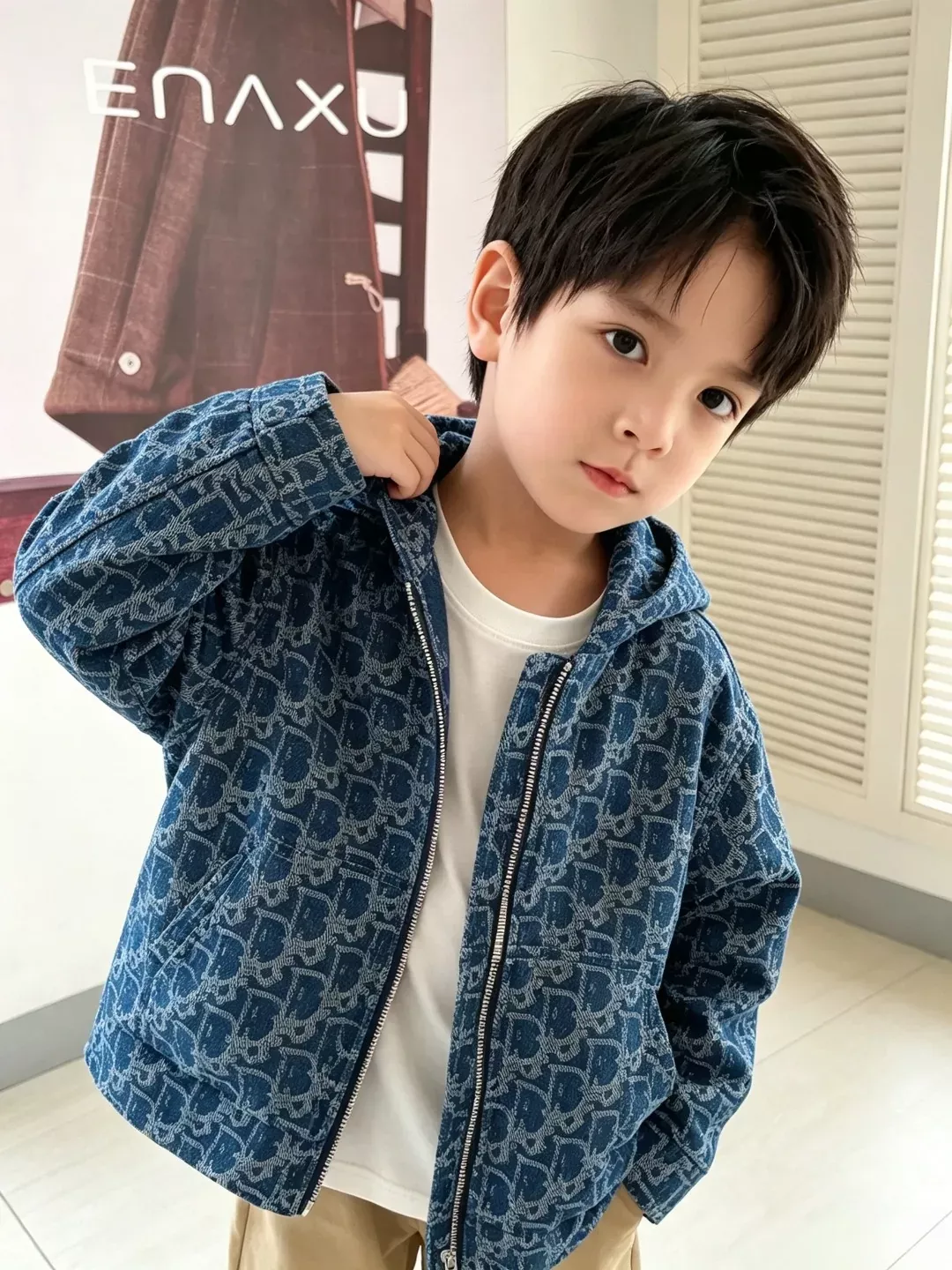 디올 올오버 모노그램 워싱 아동용 후드 재킷 상세 이미지 8