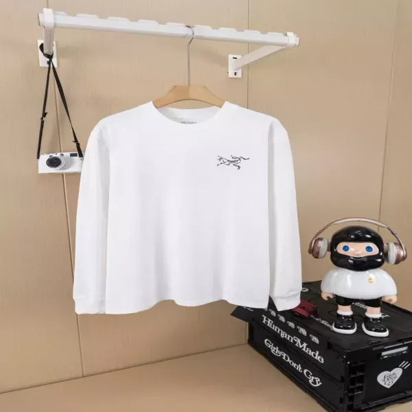 아크테릭스 순면 솔리드 라운드 남녀공용 긴소매 티셔츠