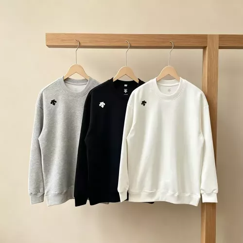 데상트 입체 로고 오버핏 남녀공용 맨투맨 티셔츠