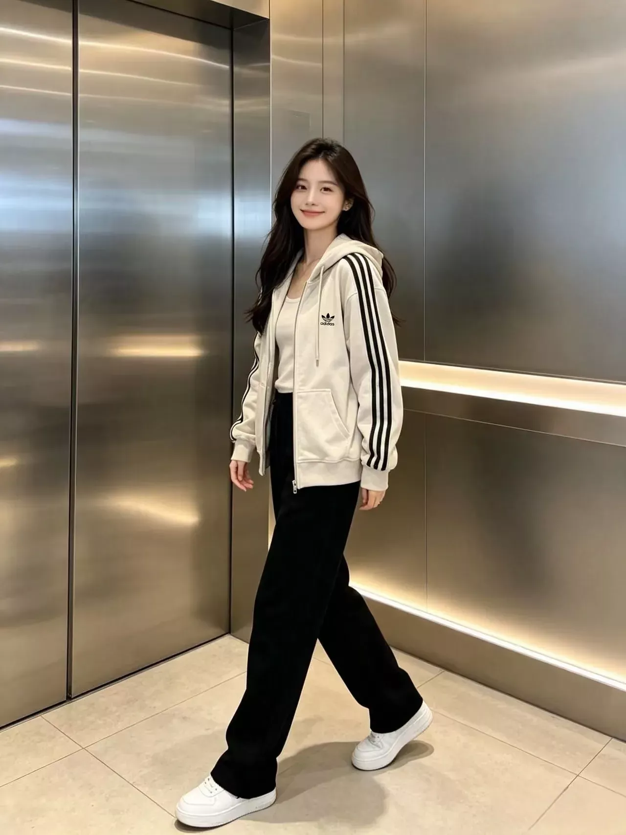 아디다스 자수 로고 헤비 코튼 남녀공용 후드 재킷 상세 이미지 12