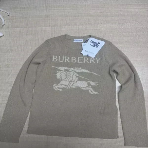 버버리 로고 자카드 울 혼방 아동용 긴소매 니트
