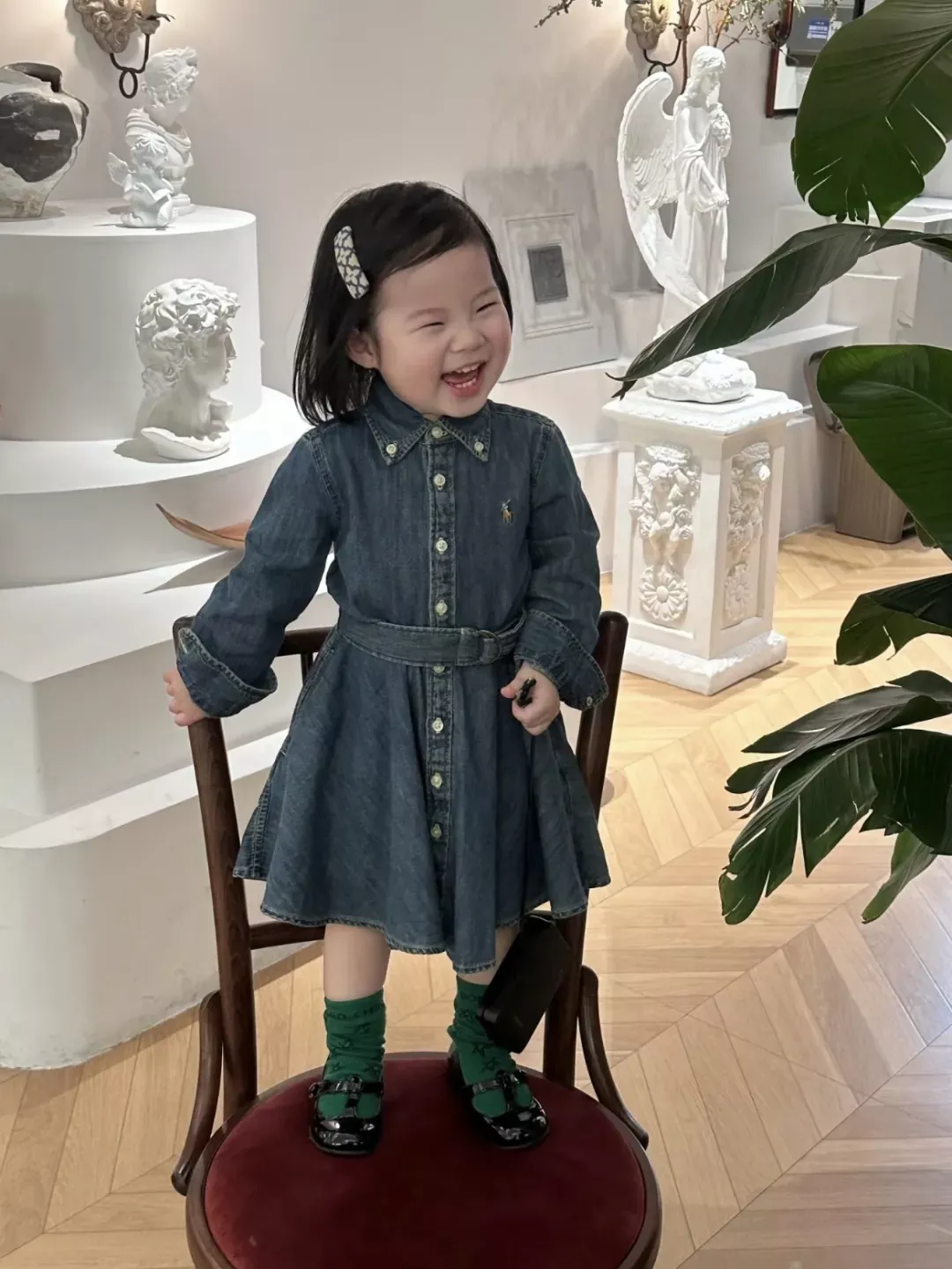 랄프로렌 워싱 데님 셔츠형 아동용 원피스 상세 이미지 9