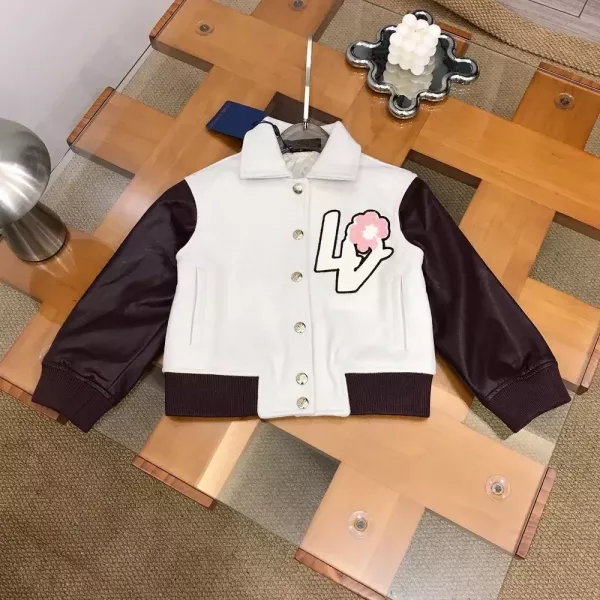 루이비통 배색 자수 패치 아동용 버튼 재킷