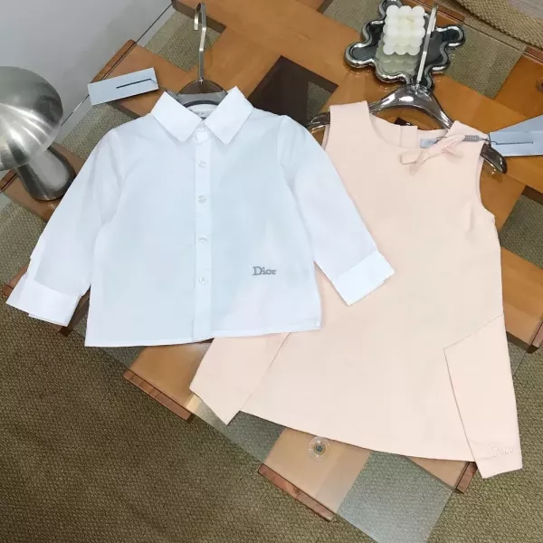 디올 자수 로고 셔츠 데님 아동용 투피스