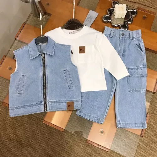 디올 데님 조끼 티셔츠 아동용 쓰리피스