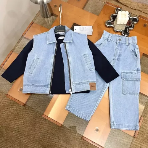 디올 데님 조끼 긴소매 아동용 쓰리피스