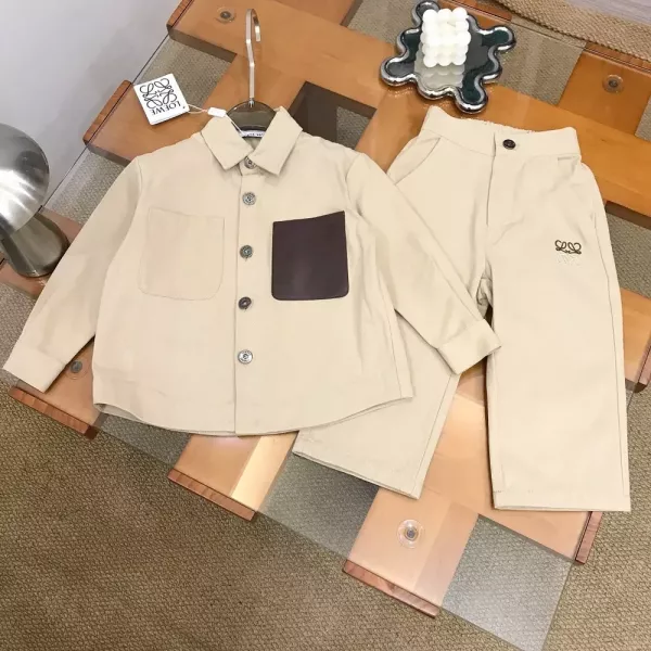 로에베 가죽 포켓 데님 아동용 상하의 세트