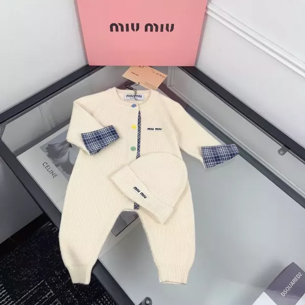 미우미우 니트 모자 세트 유아용 점프수트