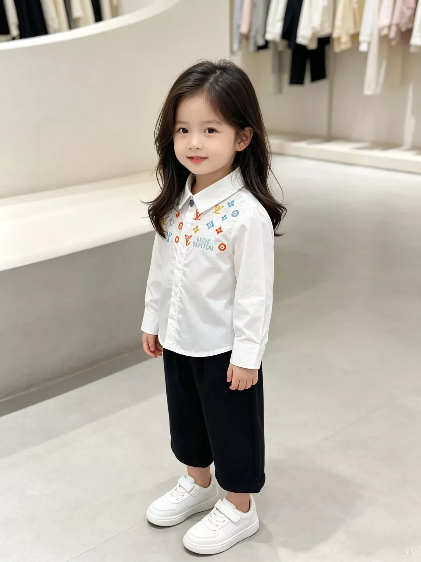 루이비통 컬러 자수 카라 유아용 상하의 세트 상세 이미지 12