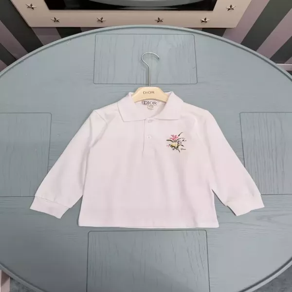 디올 로고 레터링 프린트 아동용 카라 티셔츠