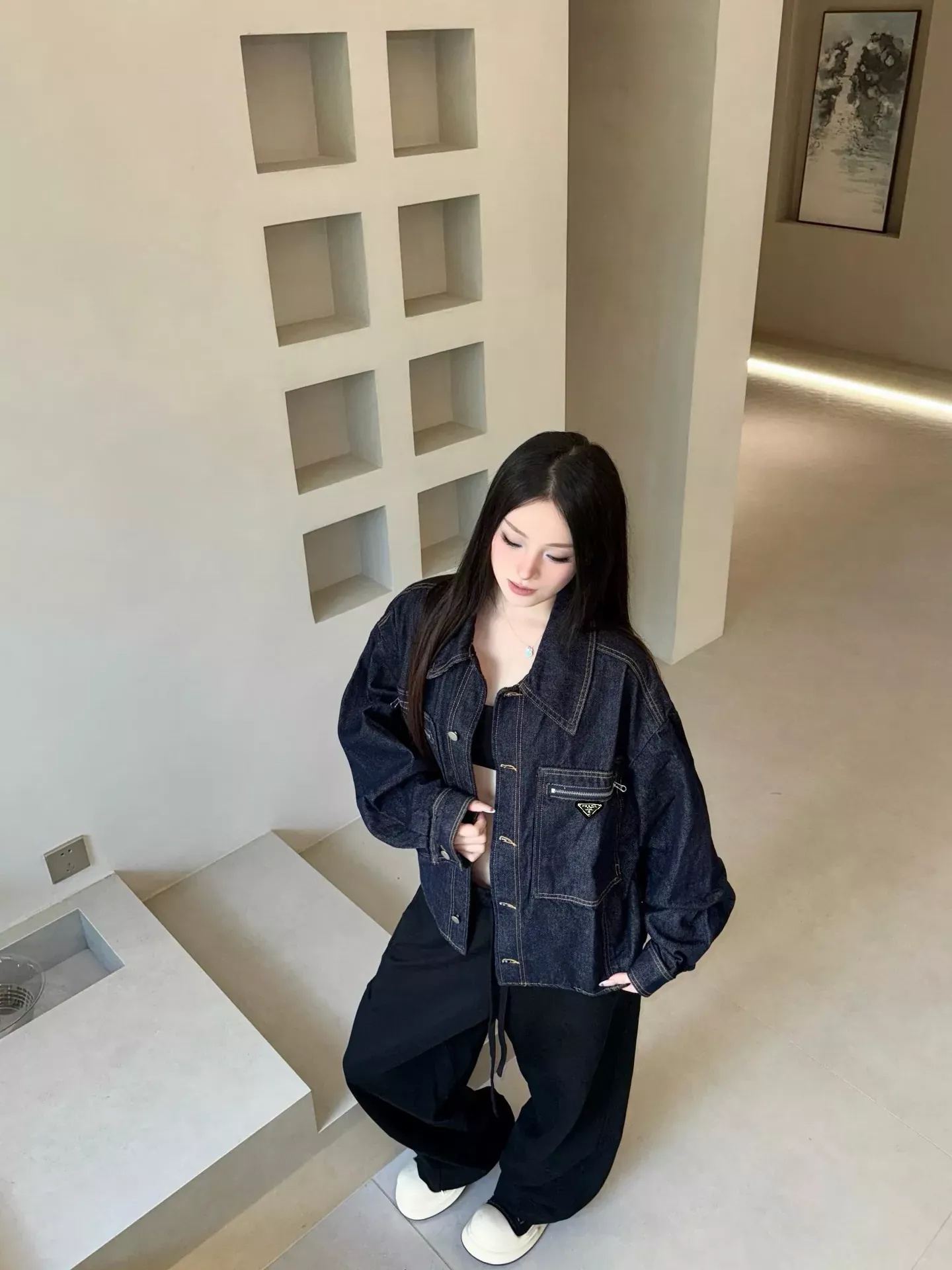 프라다 빈티지 데님 루즈핏 남녀공용 데님 재킷 상세 이미지 15
