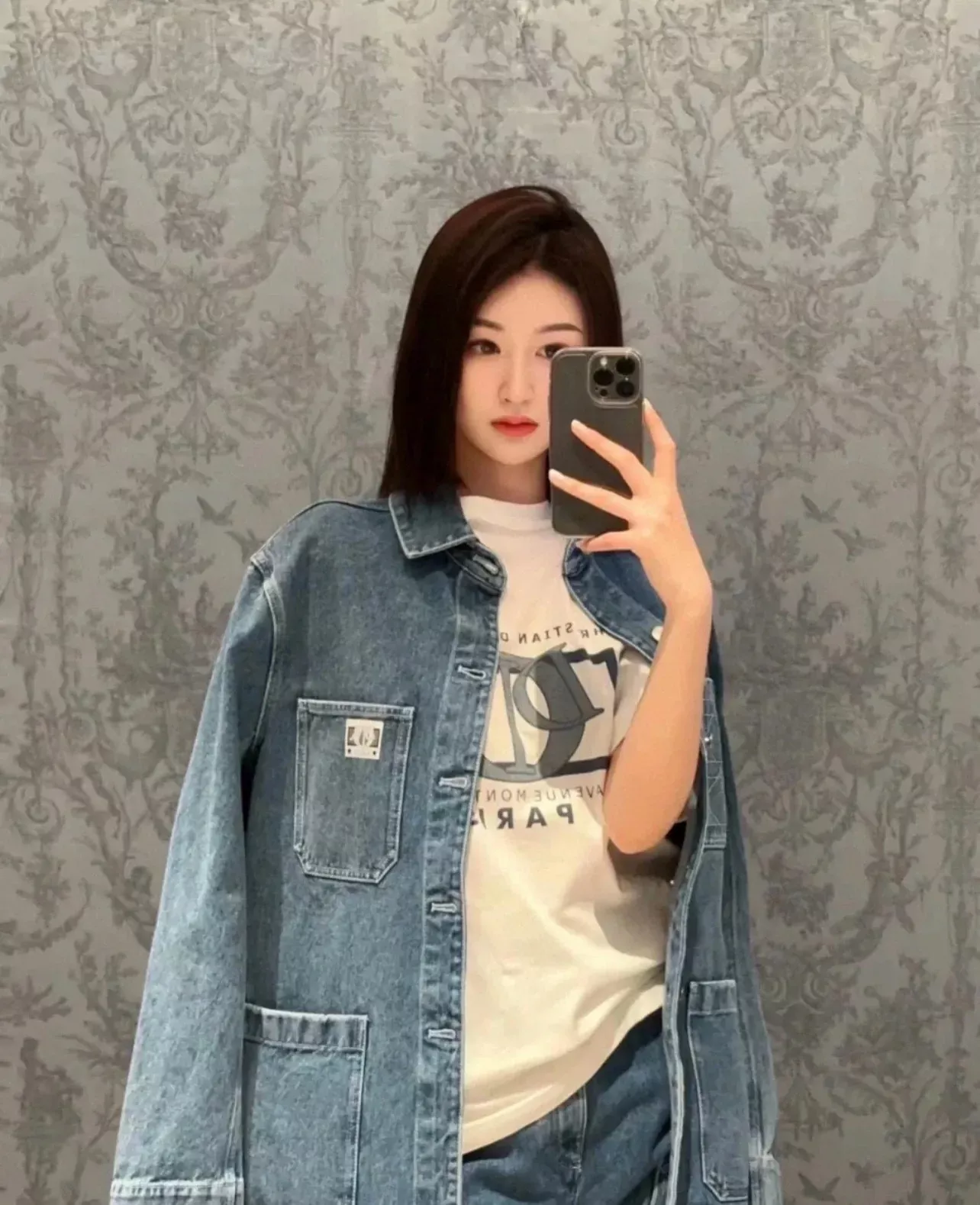 디올 등나무 격자 자수 남녀공용 데님 재킷 상세 이미지 13