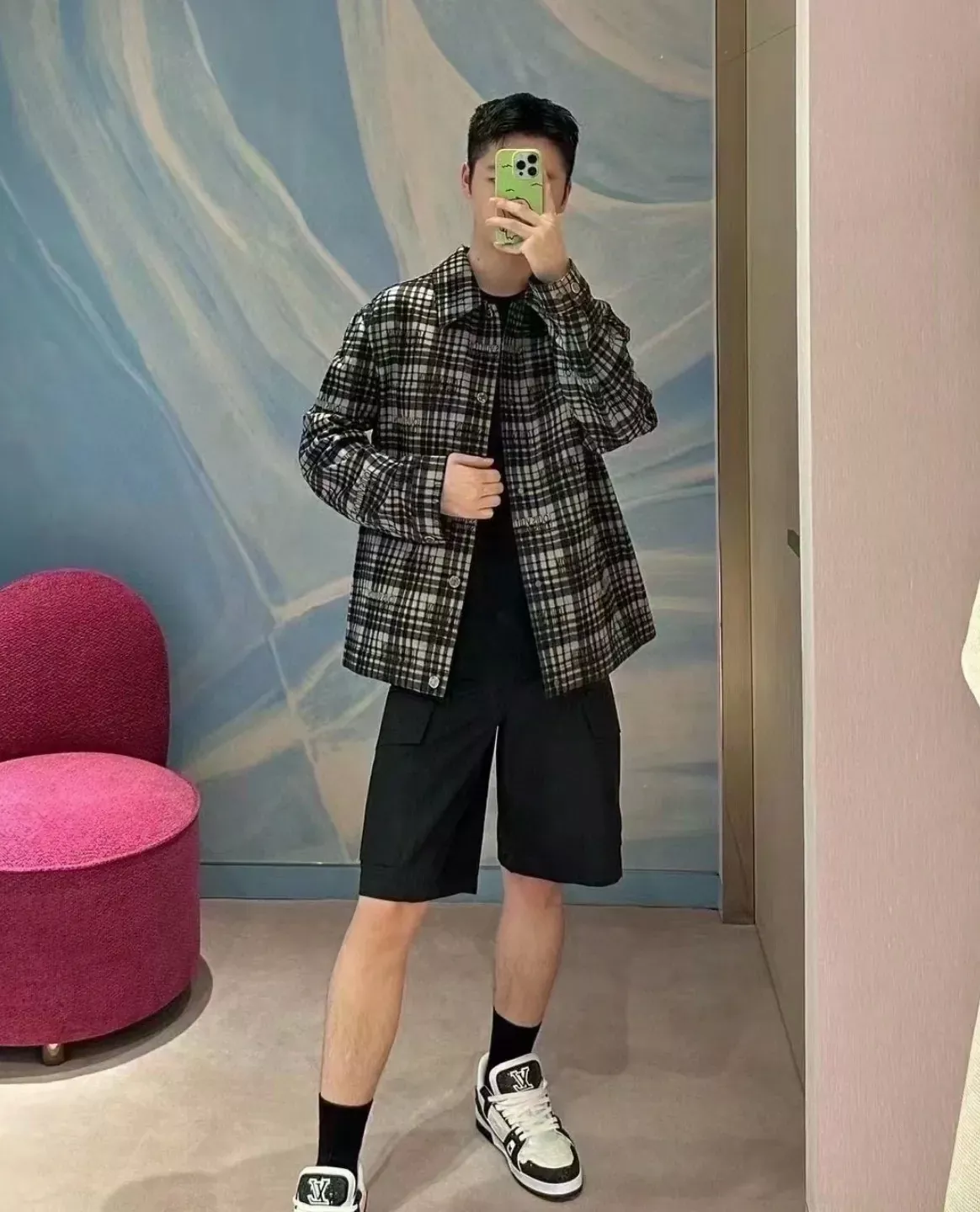 루이비통 그레이 체크 프린트 남녀공용 데님 재킷 상세 이미지 12