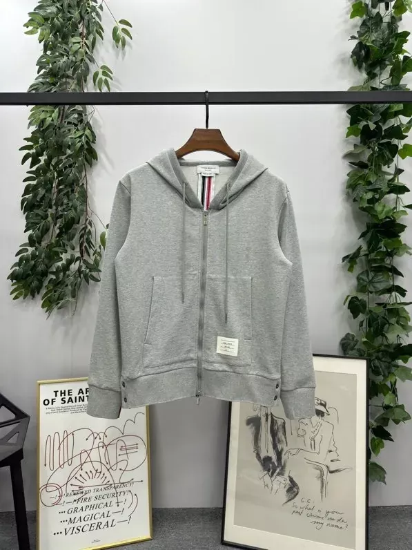톰브라운 배색 테이프 집업 남녀공용 후드 재킷 상세 이미지 1