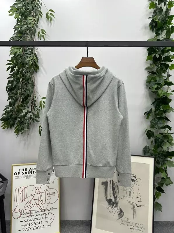 톰브라운 배색 테이프 집업 남녀공용 후드 재킷 상세 이미지 8