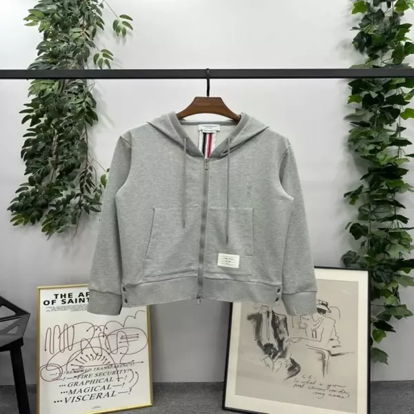 톰브라운 배색 테이프 집업 남녀공용 후드 재킷