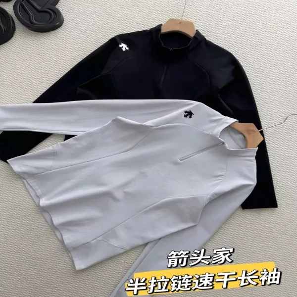데상트 반집업 기능성 긴소매 남녀공용 긴소매 티셔츠