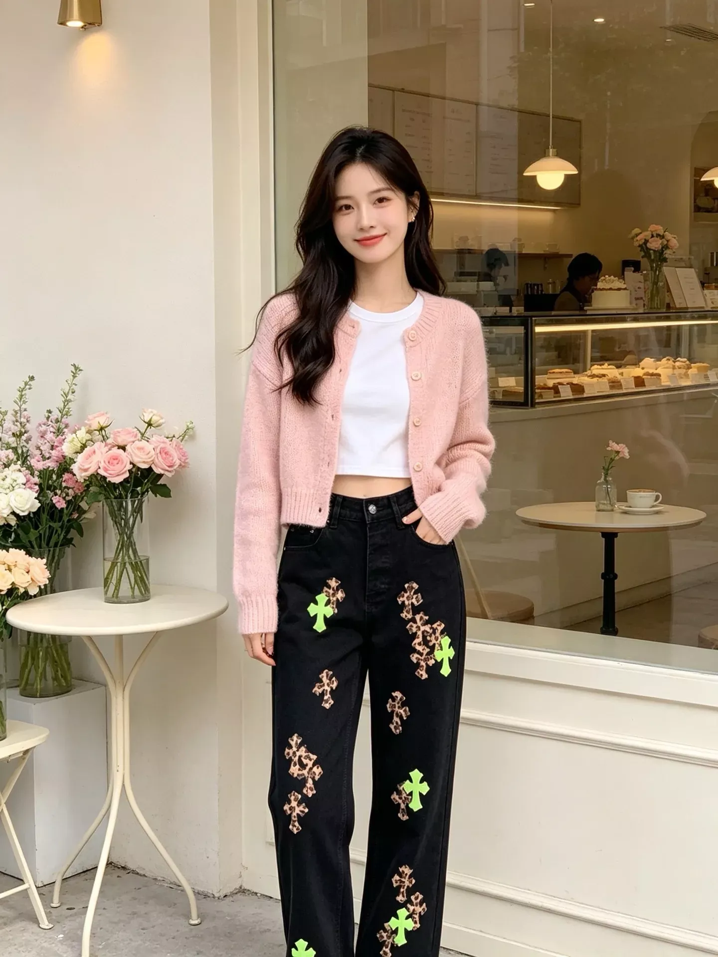 크롬하츠 십자가 패치 워싱 남녀공용 데님 팬츠 상세 이미지 17