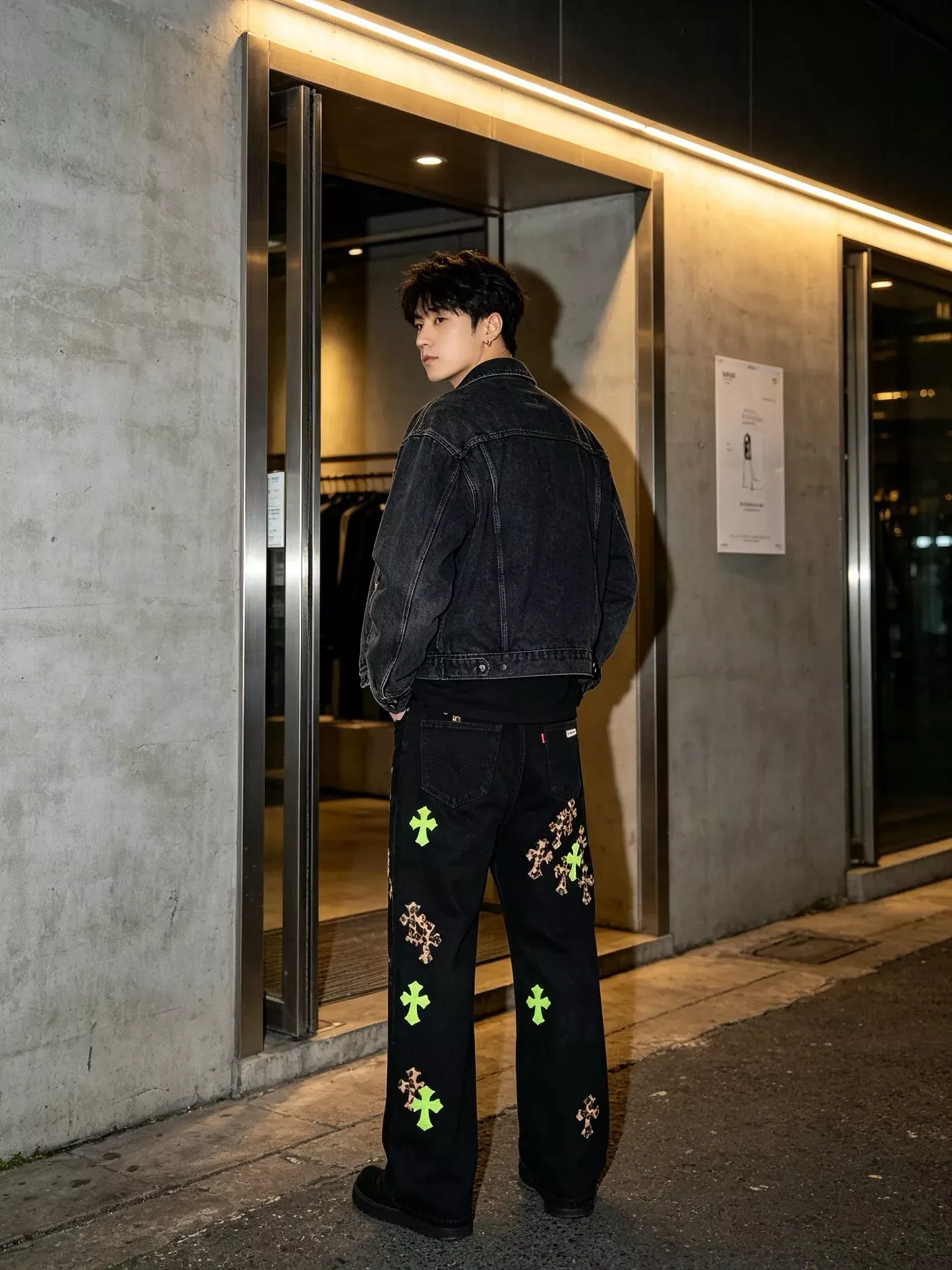 크롬하츠 십자가 패치 워싱 남녀공용 데님 팬츠 상세 이미지 20