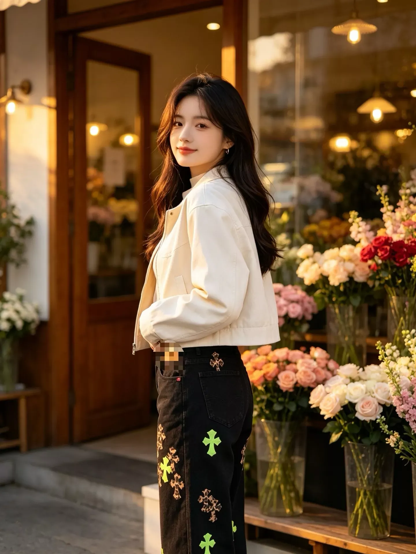 크롬하츠 십자가 패치 워싱 남녀공용 데님 팬츠 상세 이미지 21