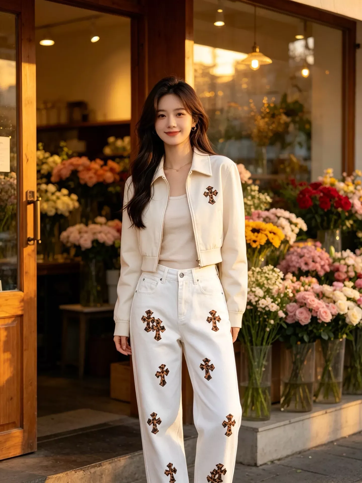 크롬하츠 십자가 패치 자수 워싱 남녀공용 데님 팬츠 상세 이미지 14