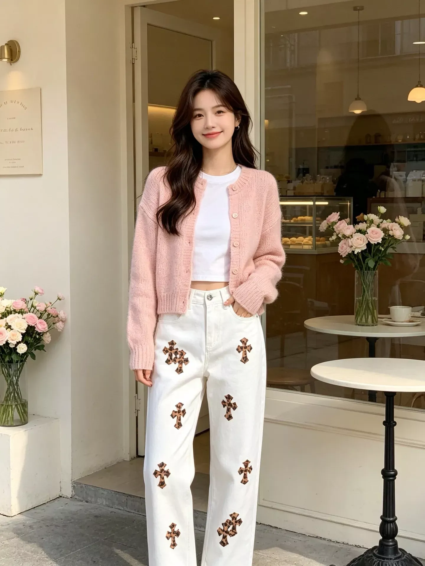 크롬하츠 십자가 패치 자수 워싱 남녀공용 데님 팬츠 상세 이미지 17