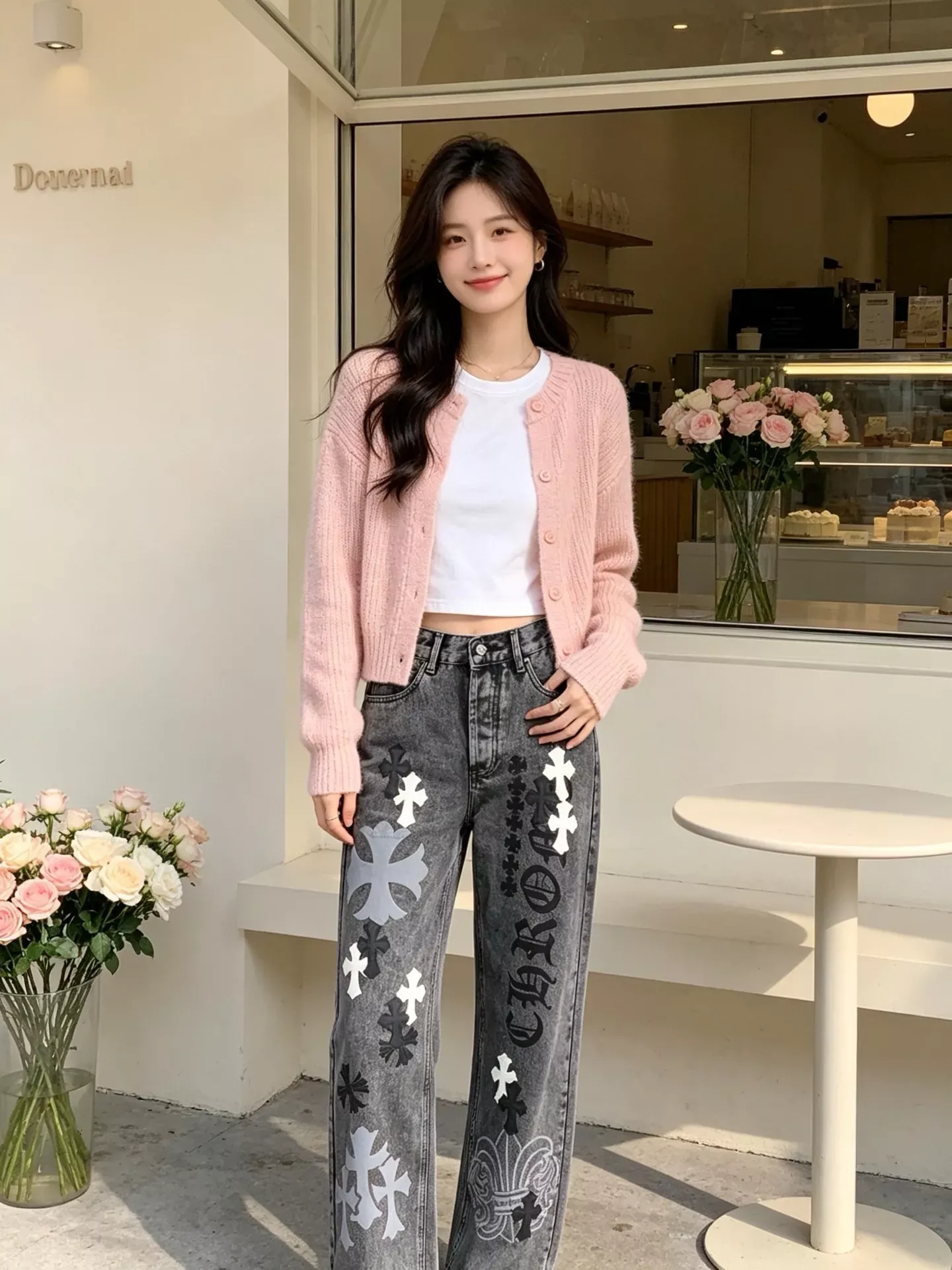 크롬하츠 십자가 패치 워싱 남녀공용 데님 팬츠 상세 이미지 18