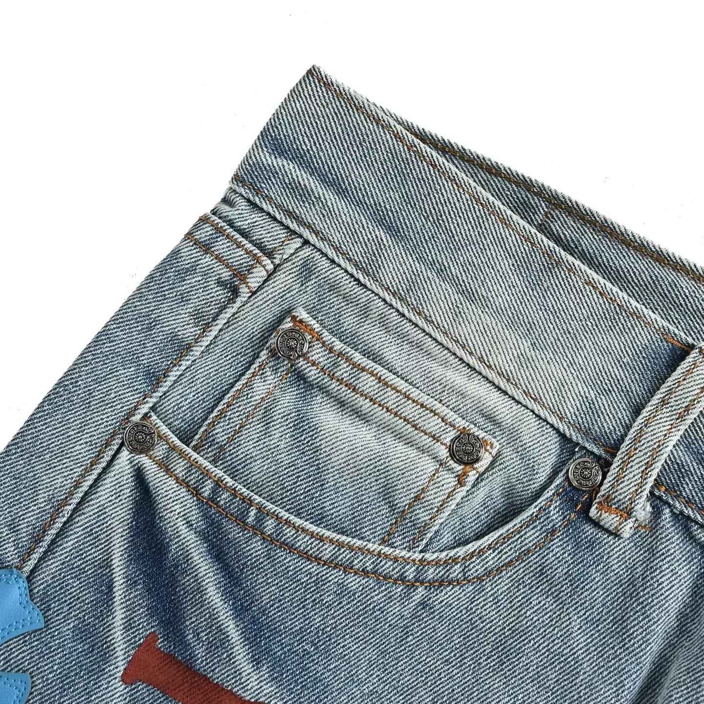 크롬하츠 십자가 패치 워싱 남녀공용 데님 팬츠 상세 이미지 14